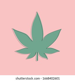 Hoja de cannabis dibujada a mano en rosa con textura