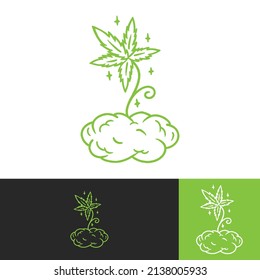Hand Drawn Cannabis Plant Logo Perfect For Branding And Visual Identity
