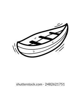 Hand Drawn Canoe Illustration. Doodle Vector. Isolated on White Background - EPS 10 Vector