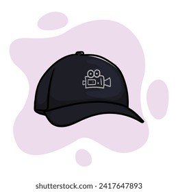 Hand drawn cap for director with video camera image