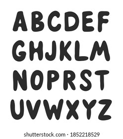 Hand drawn capital alphabet set. ABC capital letter. Hand-lettering vector illustration for banner, posters, scrapbooking. Isolated on white background