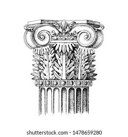 Hand drawn Capital of the Composite order. Classical architectural support. Vector illustration