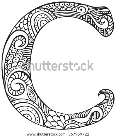 Hand Drawn Capital Letter C Black Stock Vector (Royalty Free) 367959722 ...