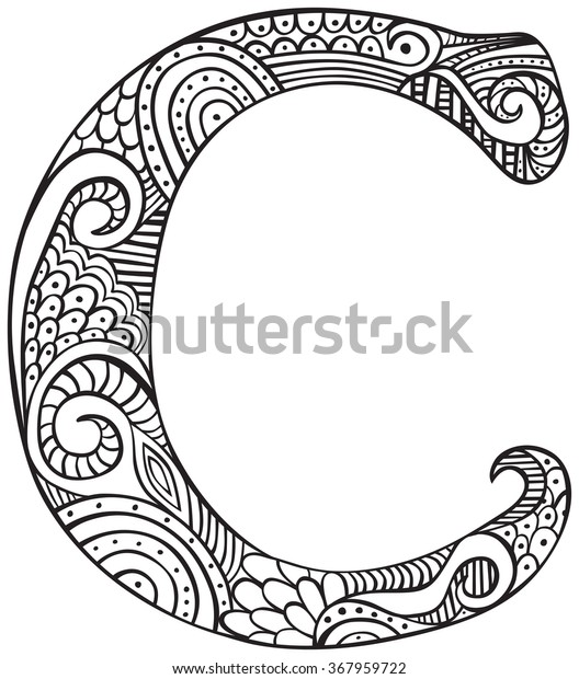 Hand Drawn Capital Letter C Black : image vectorielle de stock (libre