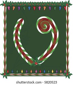 Hand drawn Capital V inspired by candy canes, with festive background. File contains no gradients.