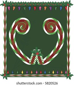 Hand drawn Capital W inspired by candy canes, with festive background. File contains no gradients.