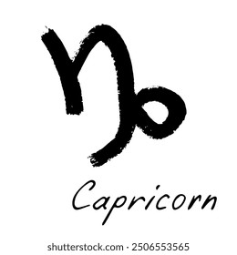 Hand drawn capricorn zodiac sign Esoteric symbol doodle Astrology clipart Element for design