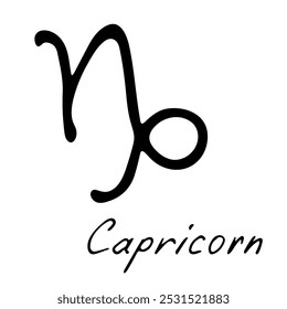 Dibujado a mano signo del zodiaco capricornio Doodle símbolo esotérico Astrología Clipart Elemento para el diseño