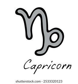 Dibujado a mano signo del zodiaco capricornio Doodle símbolo esotérico Astrología Clipart Elemento para el diseño