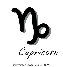 Dibujado a mano signo del zodiaco capricornio Doodle símbolo esotérico Astrología Clipart Elemento para el diseño