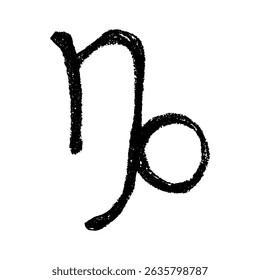 Hand drawn capricorn zodiac sign Esoteric symbol doodle Astrology clipart Element for design