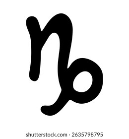 Hand drawn capricorn zodiac sign Esoteric symbol doodle Astrology clipart Element for design