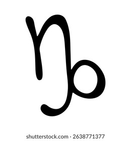 Hand drawn capricorn zodiac sign Esoteric symbol doodle Astrology clipart Element for design