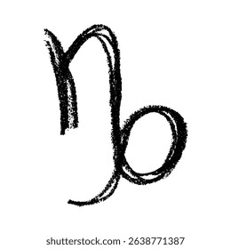Hand drawn capricorn zodiac sign Esoteric symbol doodle Astrology clipart Element for design