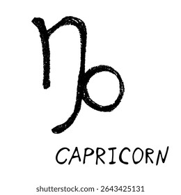Hand drawn capricorn zodiac sign Esoteric symbol doodle Astrology clipart Element for design