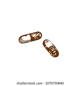 Hand drawn capsule pills. Vector illustration. Sketch.