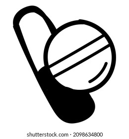 Hand drawn capsule and tablet icon in doodle style isolated