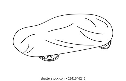 Hand drawn car cover illustration. Car cover vector in doodle style isolated on white background. vector illustration