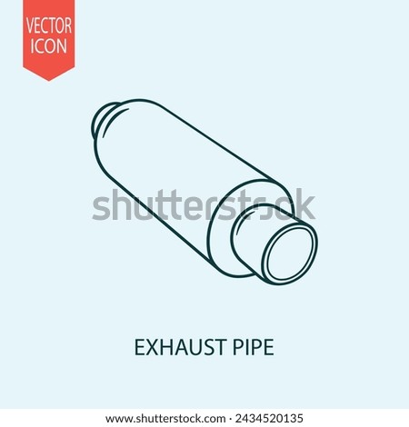 Hand drawn car exhaust pipe muffler flat vector modern illustration