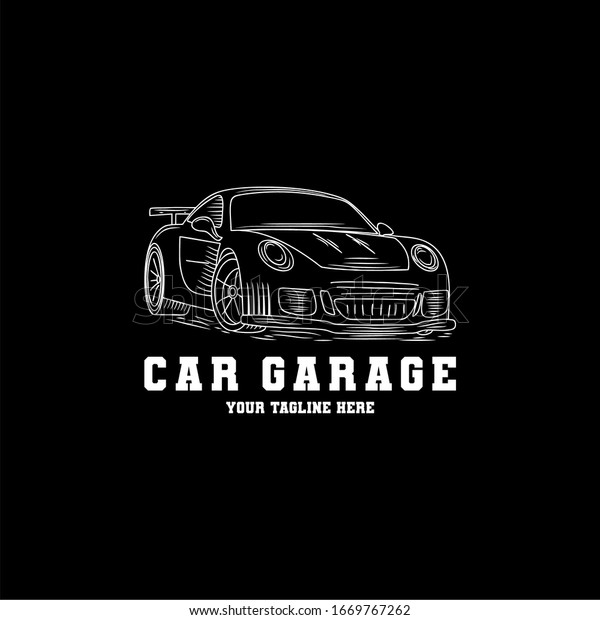 Hand drawn car garage logo
design