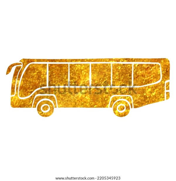 Hand drawn Car icon in gold foil texture\
vector illustration