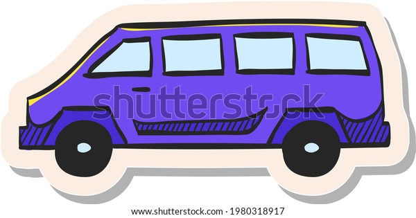 Hand
drawn Car icon in sticker style vector
illustration