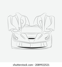 Hand Drawn Car illustration outline art coloring page