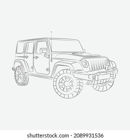 Hand Drawn Car illustration outline art coloring page
