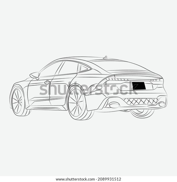 Hand
Drawn Car illustration outline art coloring
page
