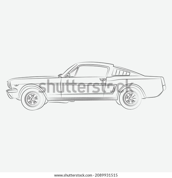 Hand\
Drawn Car illustration outline art coloring\
page\
