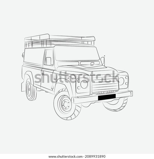 Hand
Drawn Car illustration outline art coloring
page
