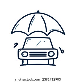 Hand drawn car insurance doodle icon. Car insurance vector illustration. 