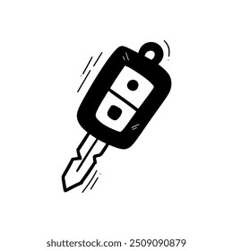 Hand Drawn Car Key Illustration. Doodle Vector. Isolated on White Background - EPS 10 Vector