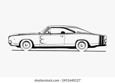 Imagen de Vector de contorno de coche dibujado a mano. Vehículo art.
