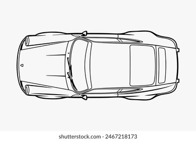 Hand drawn car outline vector image. Vehicle art. Top view.