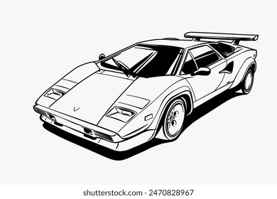 Imagen de Vector de contorno de coche dibujado a mano. Vehículo art.
