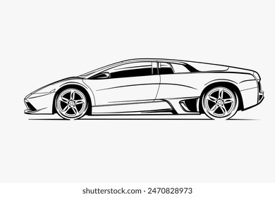 Hand drawn car outline vector image. Vehicle art.