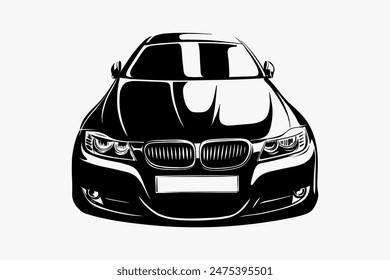 Hand drawn car outline vector image. Vehicle art. 