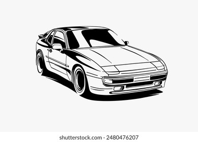 Imagen de Vector de contorno de coche dibujado a mano. Vehículo art.