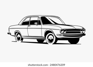 Hand drawn car outline vector image. Vehicle art.