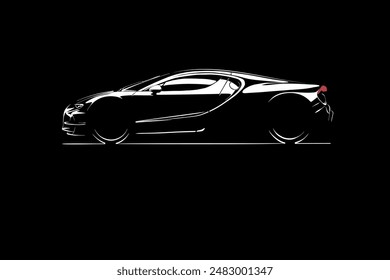 Hand drawn car outline vector image. Vehicle art.
