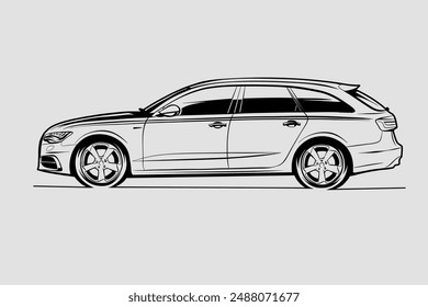 Hand drawn car outline vector image. Vehicle art.