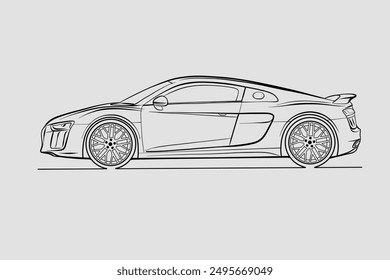 Imagen de Vector de contorno de coche dibujado a mano. Vehículo art.