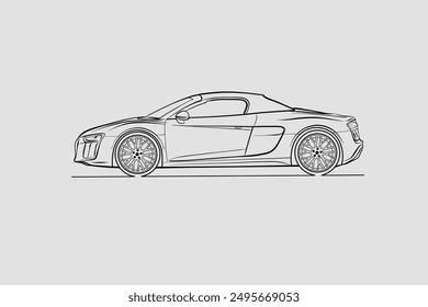 Hand drawn car outline vector image. Vehicle art.