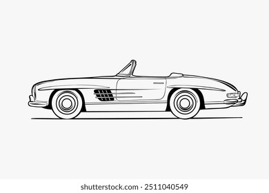 Hand drawn car outline vector image. Vehicle art.