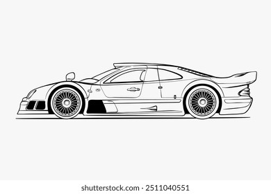 Hand drawn car outline vector image. Vehicle art.