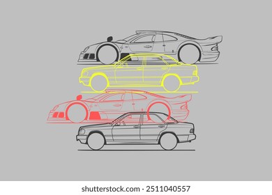 Hand drawn car outline vector image. Vehicle art.