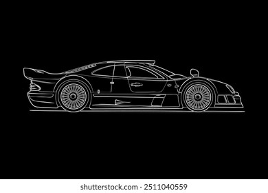 Hand drawn car outline vector image. Vehicle art.