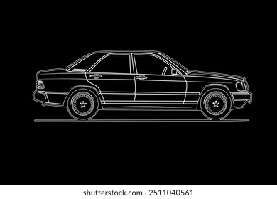 Imagem de vetor de contorno de carro desenhado à mão. Arte do veículo.
