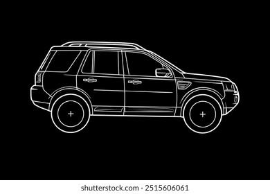 Hand drawn car outline vector image. Vehicle art.